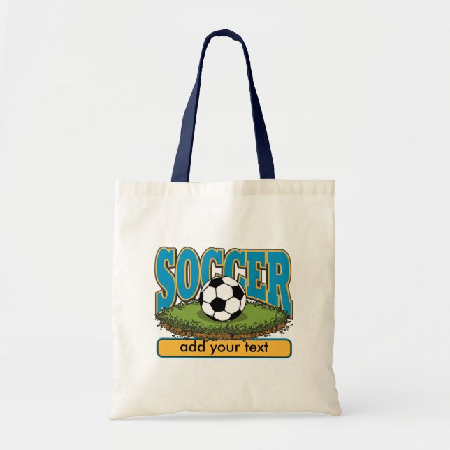Bolsa Tote O futebol feito sob encomenda adiciona o texto (Frente)