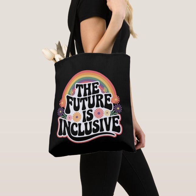 Bolsa Tote O Futuro é Inclusivo Bandeira Arco-Íris LGBTQ Gay  (Close Up)
