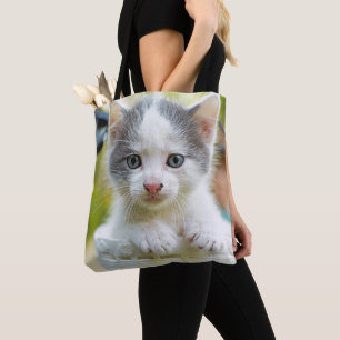 Bolsa Tote O gatinho monta uma bicicleta