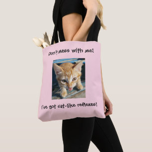 Bolsa Tote O gato alaranjado cor-de-rosa "não suja comigo!"