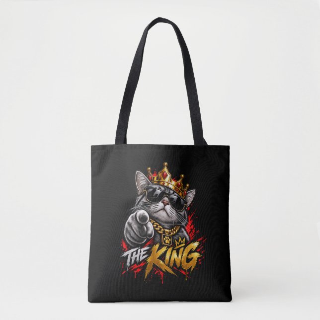 Bolsa Tote O Gato King Cool Com Coroa (Frente)