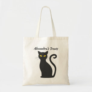 Bolsa Tote O gato preto personalizou o saco do deleite do Dia