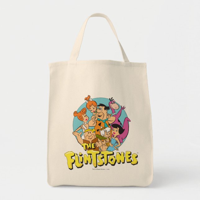 Bolsa Tote O Gráfico da Família Flintstones e Rubbles (Frente)