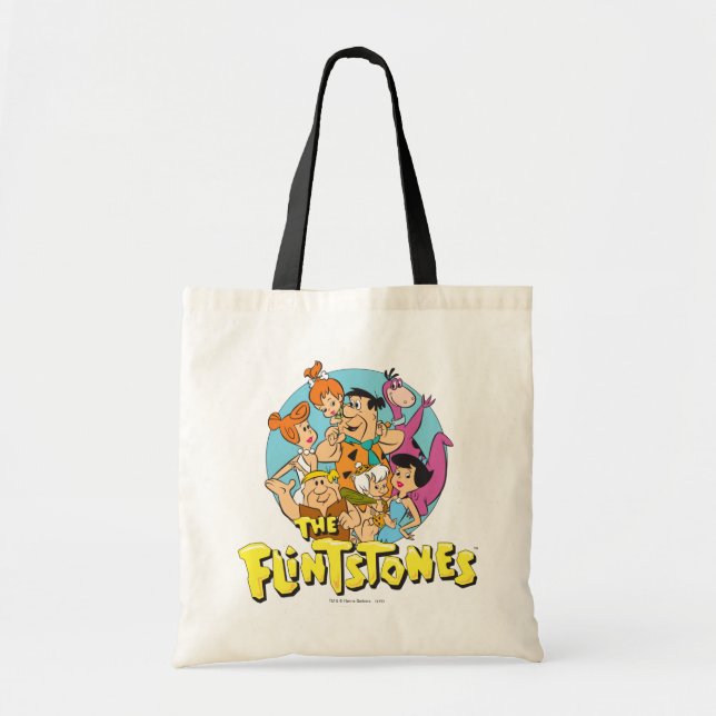 Bolsa Tote O Gráfico da Família Flintstones e Rubbles (Frente)