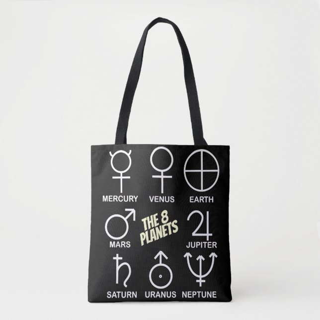 Bolsa Tote O Gráfico dos 8 Símbolos Planetários  (Frente)