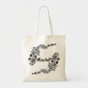 Bolsa Tote O Henna floresce a sacola com nome customisable