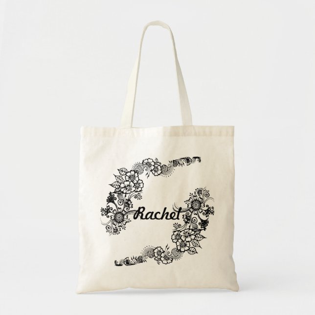 Bolsa Tote O Henna floresce a sacola com nome customisable (Frente)