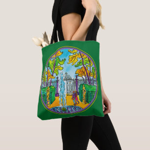 Bolsa Tote O Jardim de Verão, desenho de aquarela desenhado à