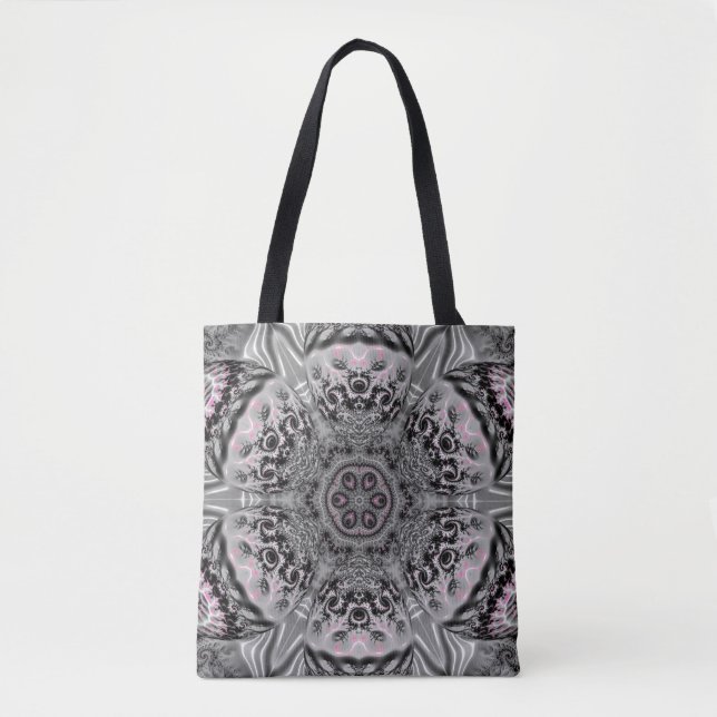 Bolsa Tote O Jardim Fractal Prateado (Frente)