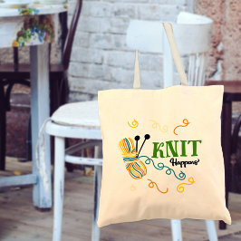 Bolsa Tote O Knit Humor é tricotado dizendo e Quirky Yarn