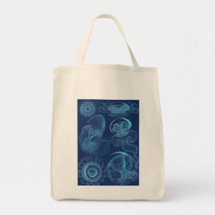 Bolsa Tote O Leptomedusae de Ernst Haeckel (azul escuro)