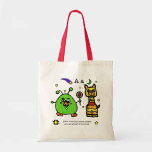 Bolsa Tote o livro do alfabeto - a letra A - sacola tote