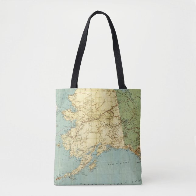 Bolsa Tote O mapa de McNally da margem de Alaska (Frente)