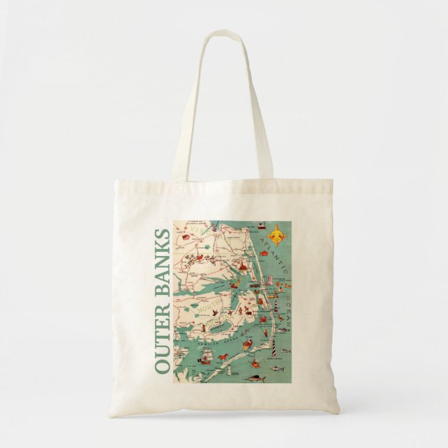 Bolsa Tote O Mapa dos Outer Banks (Frente)