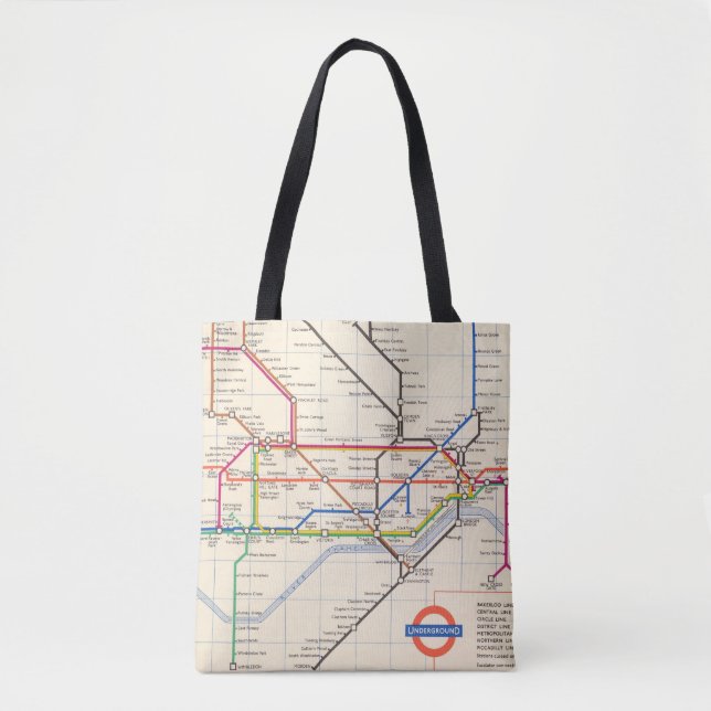 Bolsa Tote O mapa subterrâneo de Londres (Frente)