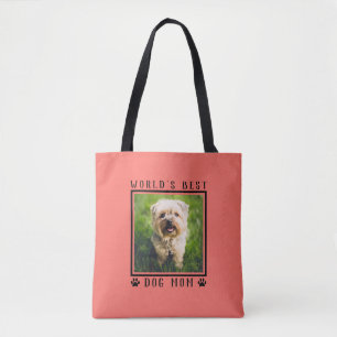 Bolsa Tote O melhor cão do mundo, mamãe Paw, imprime fotos