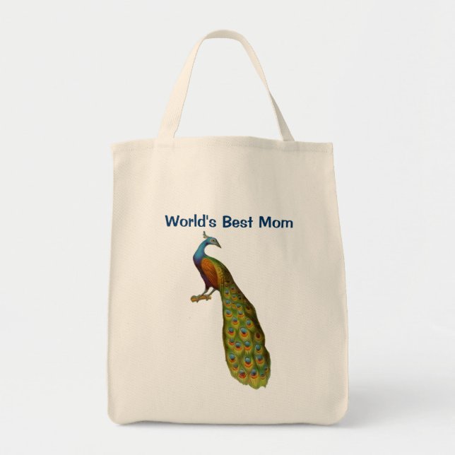 Bolsa Tote O melhor da mamãe, Peacock Tote Bag (Frente)