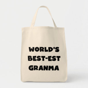 Bolsa Tote O Melhor-est Granma do mundo preto e branco