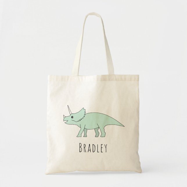Bolsa Tote O Menino Legal Triceraptops Dinossauro Nome Fralda (Frente)