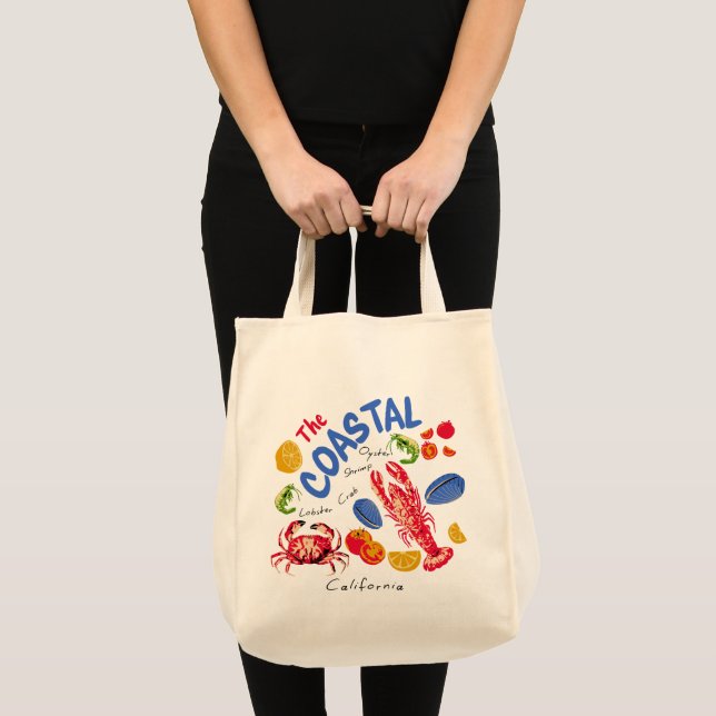 Bolsa Tote O Mercado de Frutos do Mar Costeiros (Frente (produto))