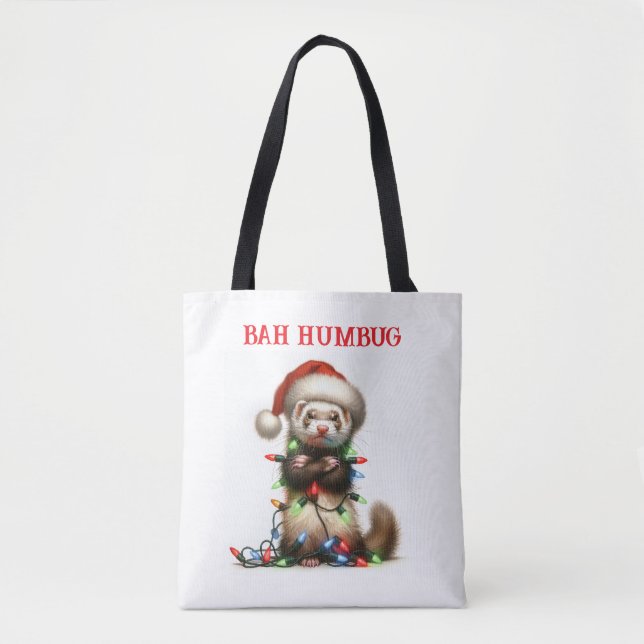 Bolsa Tote O Mischefe Ferret de Natal enredado (Frente)