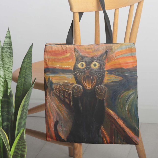 Bolsa Tote O Mocho (Introducing "The Scream Cat" tote bag, a purr-sonalized twist on Munch's classic scream! )
