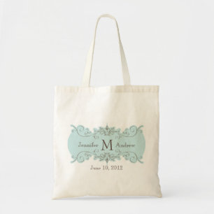 Bolsa Tote O monograma do redemoinho do vintage nomeia a