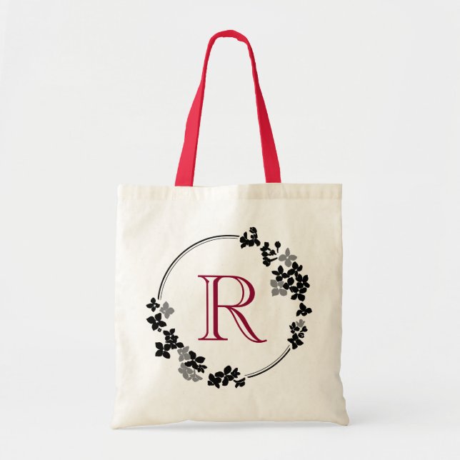Bolsa Tote O monograma floresce o quadro (Frente)