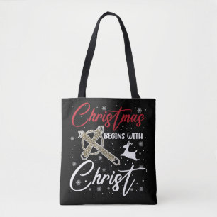 Bolsa Tote O Natal Começa Com O Cristo Xmas Christian