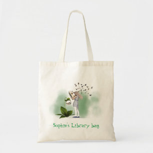Bolsa Tote O nome da criança é um saco de biblioteca de liv