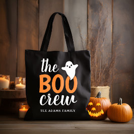 Bolsa Tote O nome da família Boo Crew Halloween Black Orange