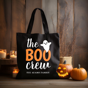 Bolsa Tote O nome da família Boo Crew Halloween Black Orange