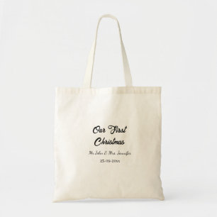 Bolsa Tote O nosso primeiro Natal, Sr. e Sra. casal, data