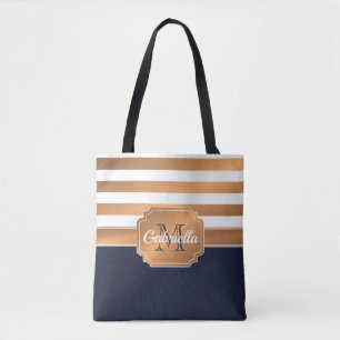 Bolsa Tote O ouro listra o teste padrão