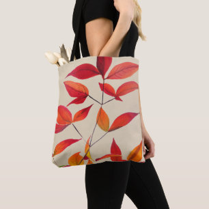 Bolsa Tote O outono original deixa aquarela pintura