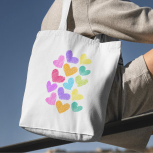 Bolsa Tote O padrão de coração de pastel
