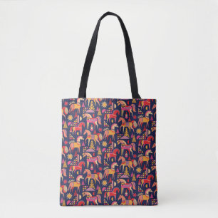 Bolsa Tote O padrão dos cavalos escandinavos é design. Deco