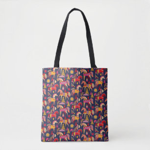 Bolsa Tote O padrão dos cavalos escandinavos é design. Deco