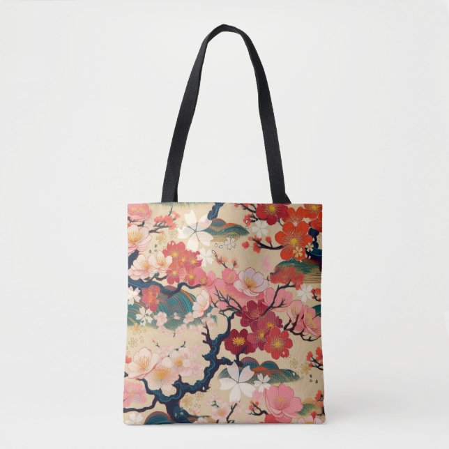 Bolsa Tote O padrão Kimono inspirou o tecido japonês (Frente)
