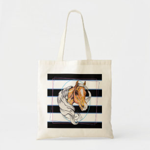 Bolsa Tote O Palomino (listras azuis, pretas e brancas)