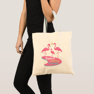 Bolsa Tote O Papai Noel Está Chegando à Cidade Flamingo Diver