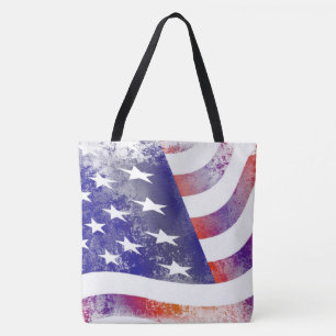Bolsa Tote O patriota patriótico grunge que corre a bandeira