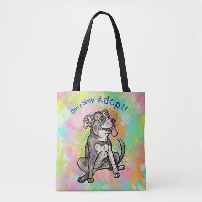 Bolsa Tote O pitbull bonito "adota! , não comprar " (Frente)