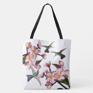Bolsa Tote O Plumeria dos pássaros do colibri floresce a