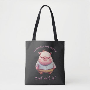Bolsa Tote O Porco Stubborn Lida Com Ele Engraçado Adorável