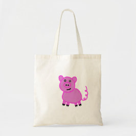 Bolsa Tote O Porquinho Rosa de Cauda Longa Fofinho