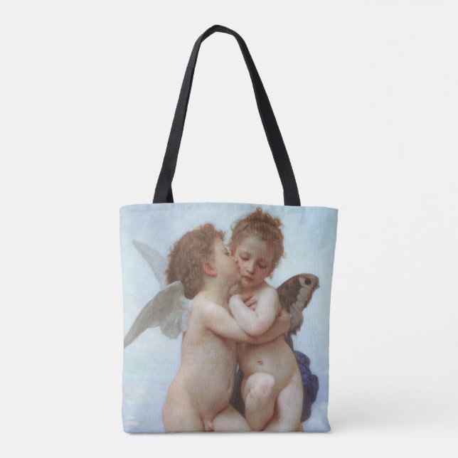 Bolsa Tote O primeiro beijo, amor e psyche, Bouguereau (Verso)