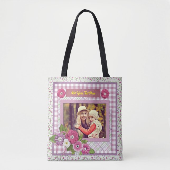 Bolsa Tote O quadro de imagem personalizado com texto persona (Frente)