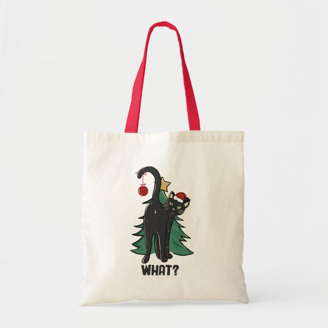 Bolsa Tote O quê? Design de Natal Black Cat Holiday (Frente)