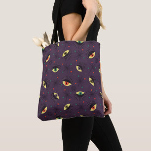 Bolsa Tote O réptil de Witchy Eyes o teste padrão retro